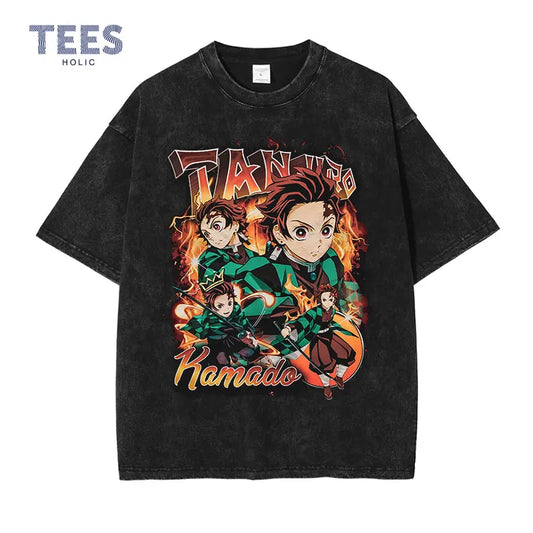 Vintage/Oversized Short Sleeve Tee - Kamado Tanjirou Demon Slayer "PREMIUM DESIGN"