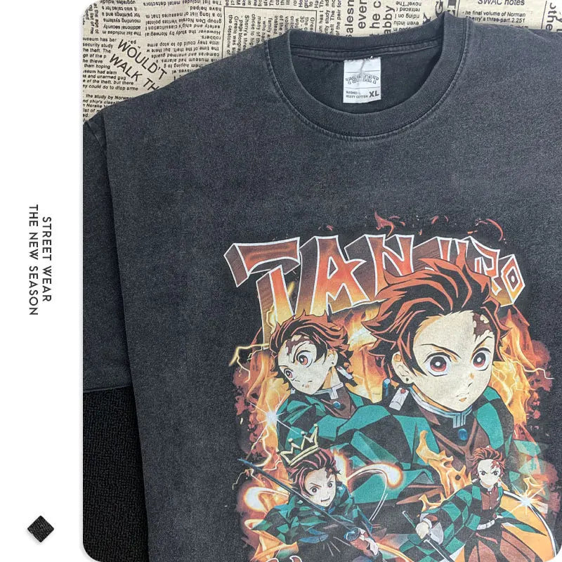 Vintage/Oversized Short Sleeve Tee - Kamado Tanjirou Demon Slayer "PREMIUM DESIGN"