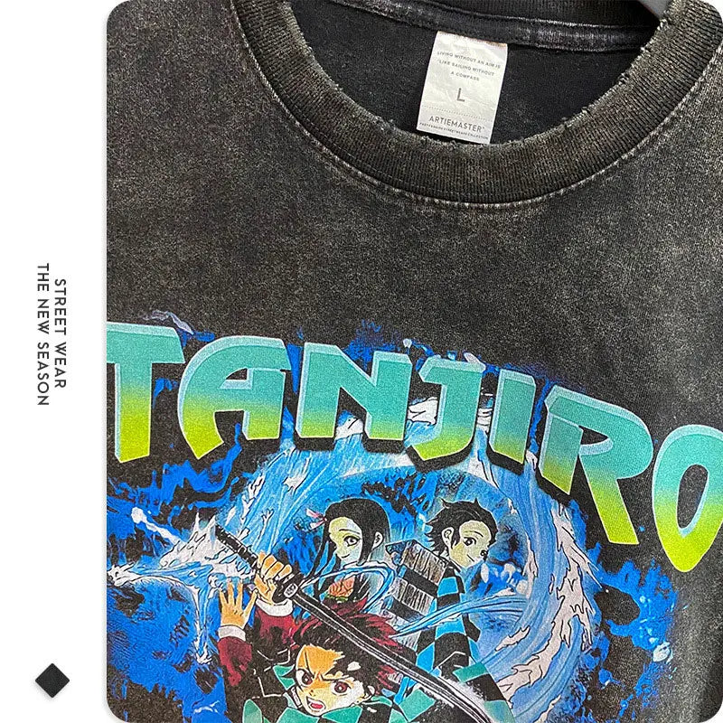 Vintage/Oversized Short Sleeve Tee - Anime Demon Slayer Tanjiro "PREMIUM DESIGN"