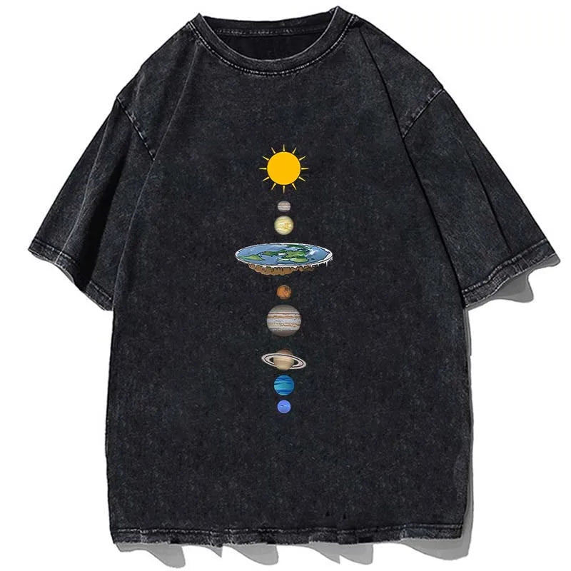 Vintage/Oversized Short Sleeve Tee - Cosmic Solar System Planets