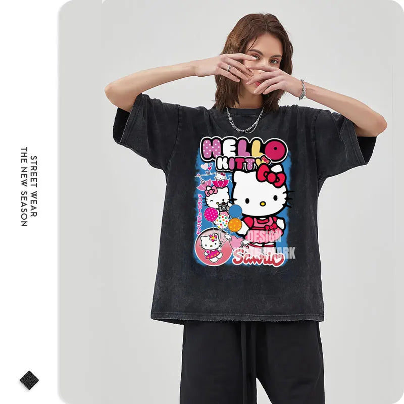 Vintage/Oversized Short Sleeve Tee - Hello Kitty "PREMIUM DESIGN"