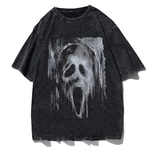 Vintage/Oversized Short Sleeve Tee - Horror Ghost Face