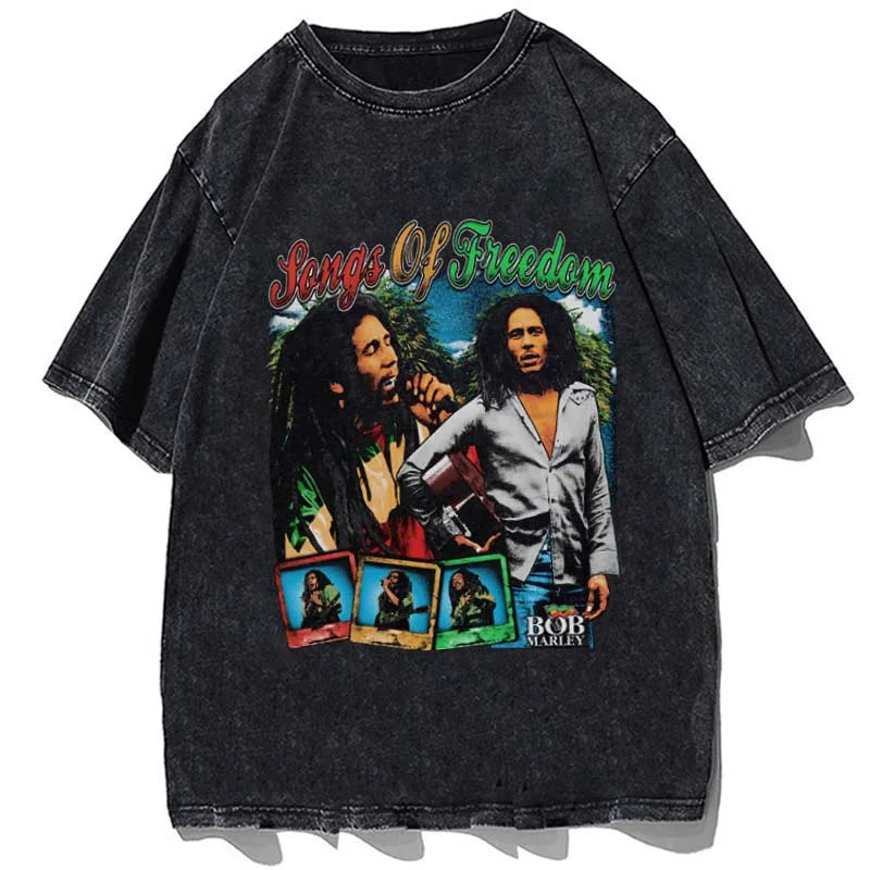 Vintage/Oversized Short Sleeve Tee - Bob Marley