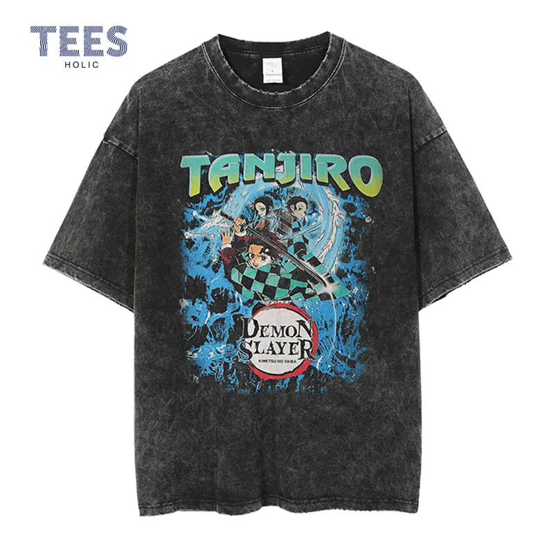 Vintage/Oversized Short Sleeve Tee - Anime Demon Slayer Tanjiro "PREMIUM DESIGN"