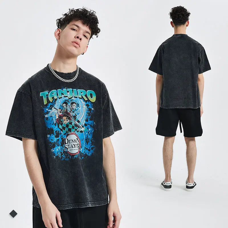 Vintage/Oversized Short Sleeve Tee - Anime Demon Slayer Tanjiro "PREMIUM DESIGN"