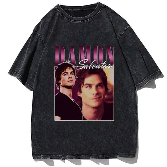 Vintage/Oversized Short Sleeve Tee - Damon Salvatore